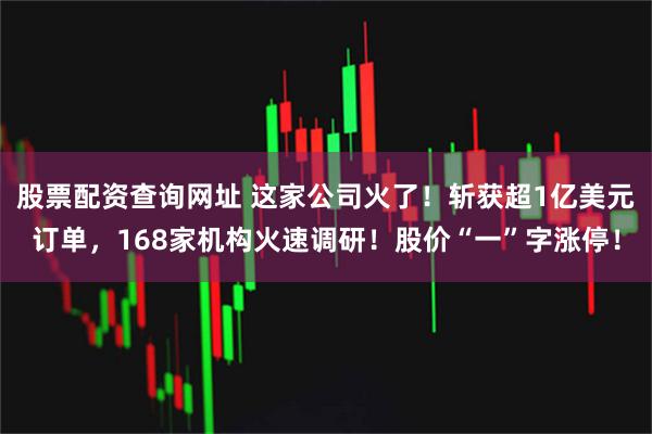 股票配资查询网址 这家公司火了！斩获超1亿美元订单，168家机构火速调研！股价“一”字涨停！